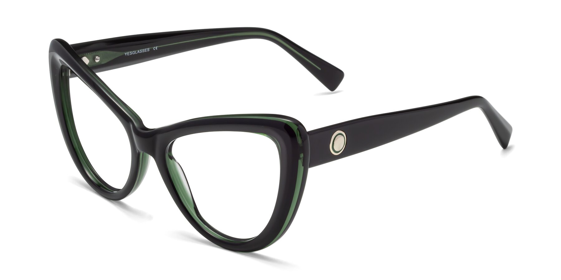Angle of 1574 in Black-Green with Clear Blue Light Blocking Lenses