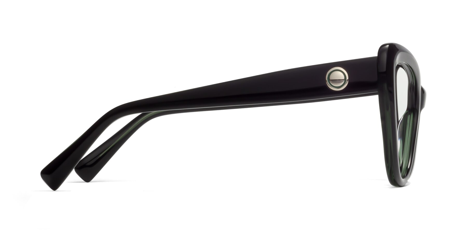 Side of 1574 in Black-Green with Clear Blue Light Blocking Lenses
