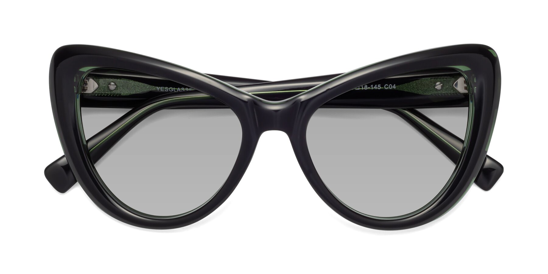 Folded Front of 1574 in Black-Green with Light Gray Tinted Lenses