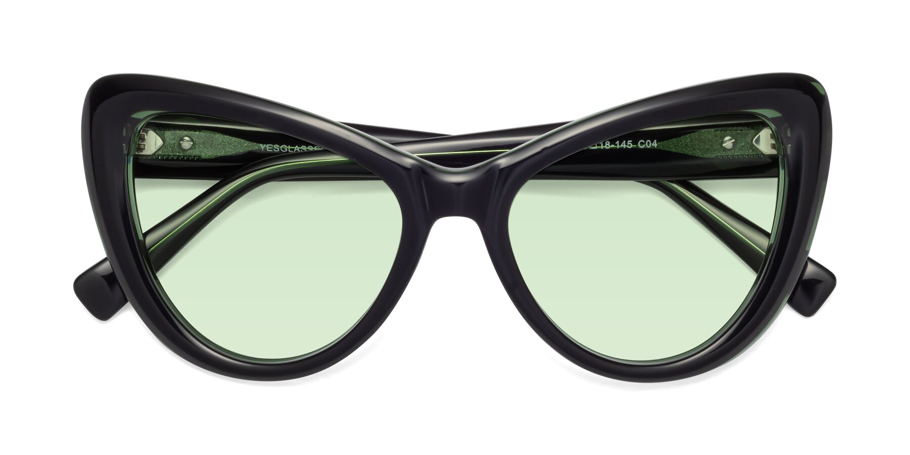 Folded Front of 1574 in Black-Green with Light Green Tinted Lenses