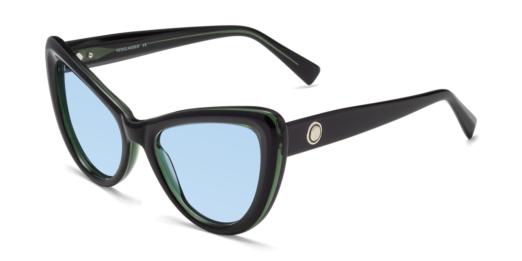 Angle of 1574 in Black-Green with Light Blue Tinted Lenses