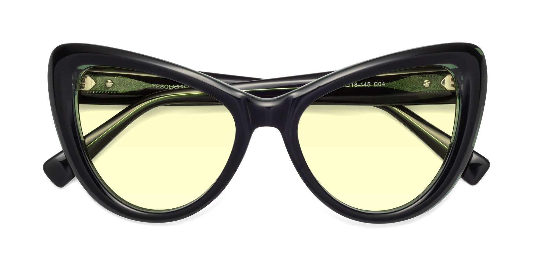 Folded Front of 1574 in Black-Green with Light Yellow Tinted Lenses