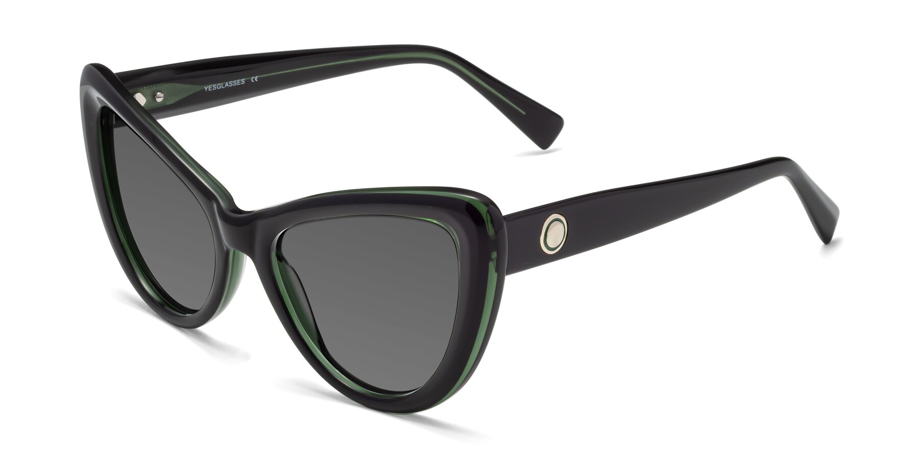 Angle of 1574 in Black-Green with Medium Gray Tinted Lenses