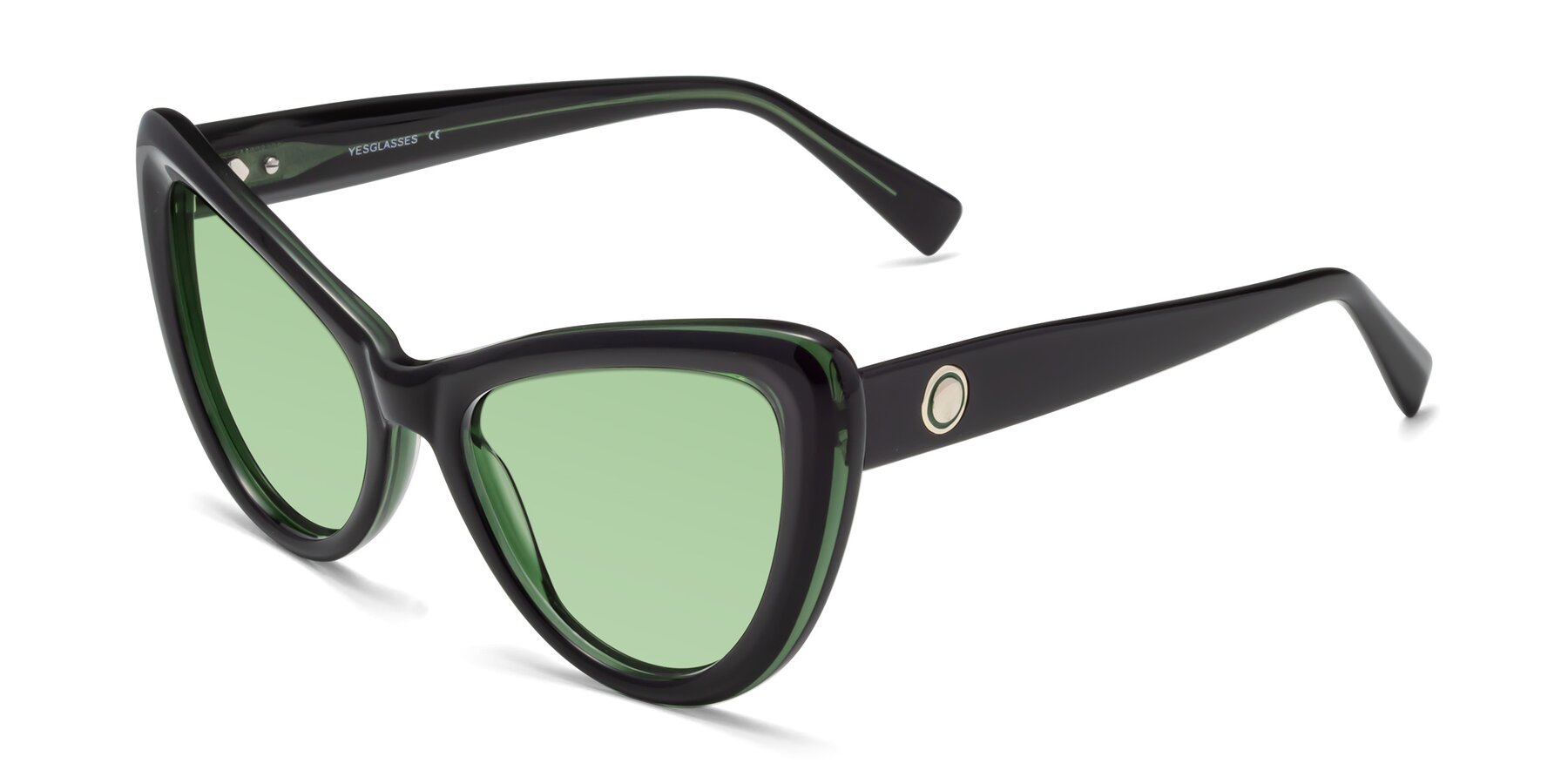 Angle of 1574 in Black-Green with Medium Green Tinted Lenses