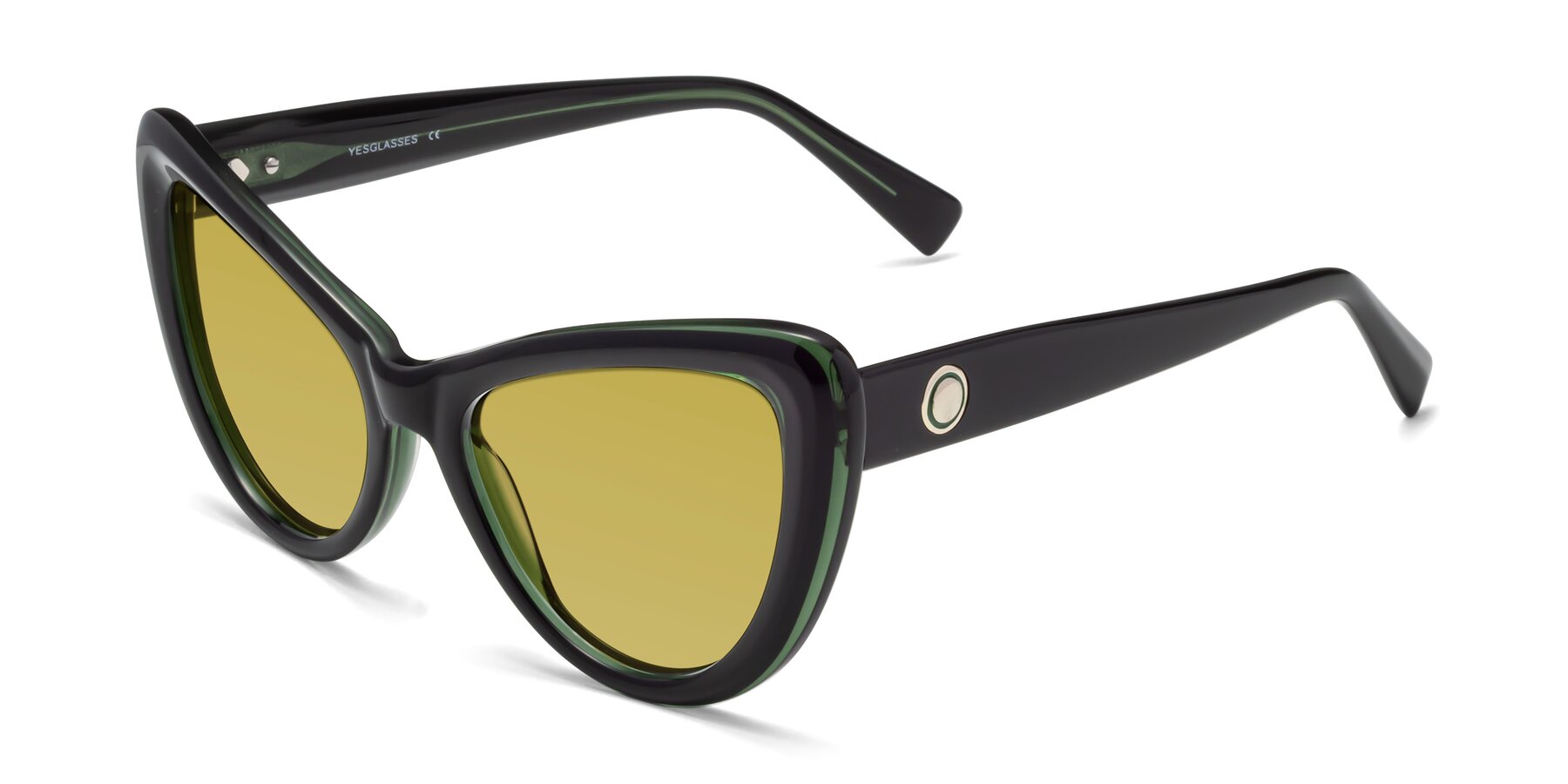 Angle of 1574 in Black-Green with Champagne Tinted Lenses
