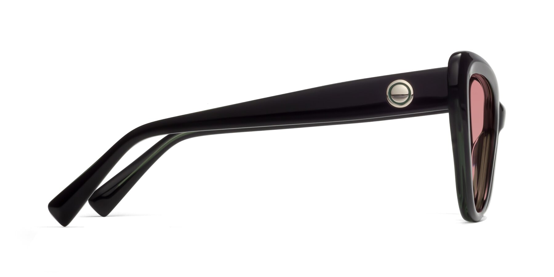 Side of 1574 in Black-Green with Medium Garnet Tinted Lenses