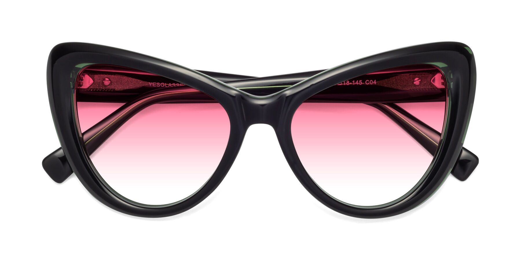 Folded Front of 1574 in Black-Green with Pink Gradient Lenses