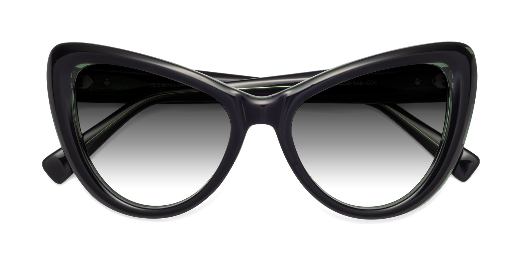 Folded Front of 1574 in Black-Green with Gray Gradient Lenses