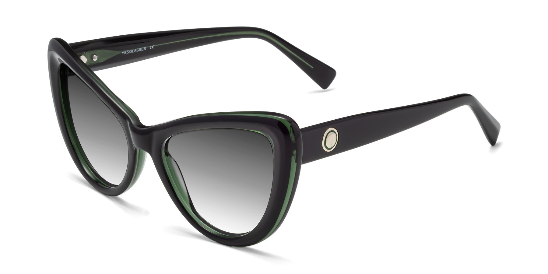 Angle of 1574 in Black-Green with Gray Gradient Lenses