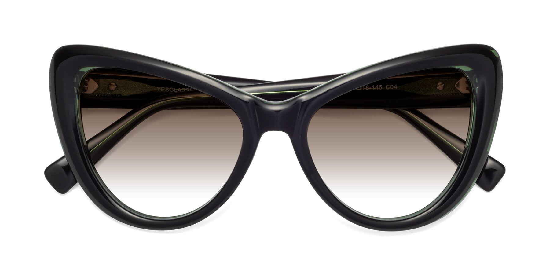 Folded Front of 1574 in Black-Green with Brown Gradient Lenses