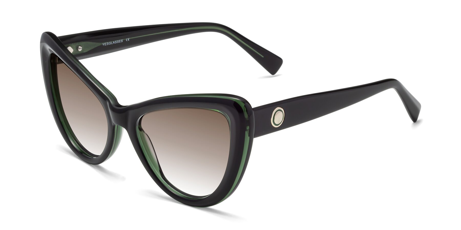 Angle of 1574 in Black-Green with Brown Gradient Lenses