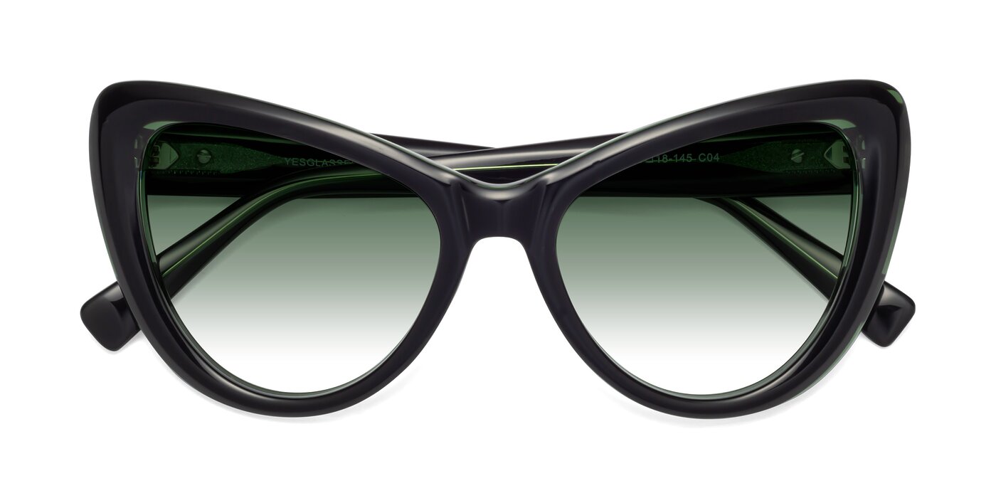 1574 - Black / Green Gradient Sunglasses
