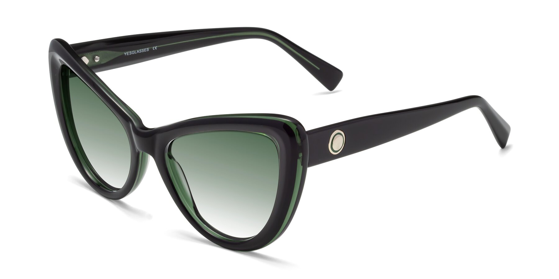 Angle of 1574 in Black-Green with Green Gradient Lenses