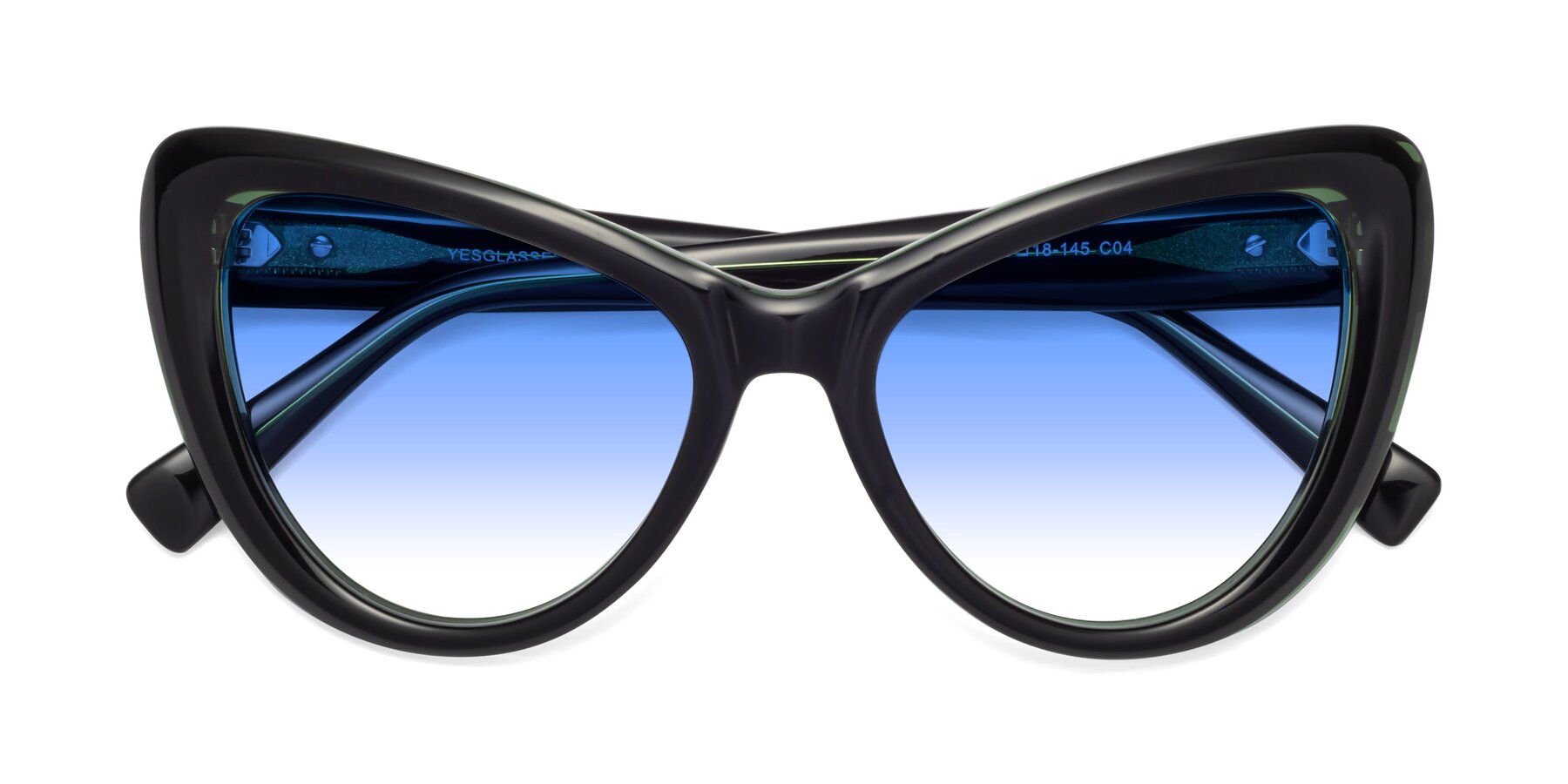 Folded Front of 1574 in Black-Green with Blue Gradient Lenses