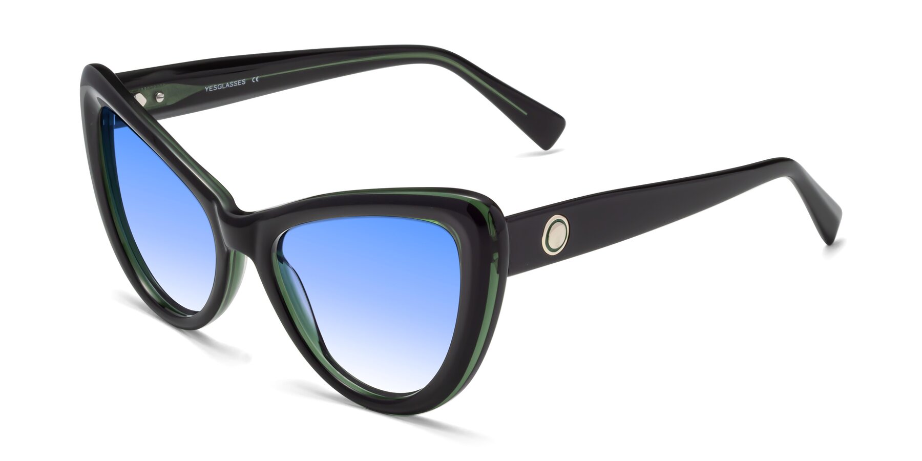 Angle of 1574 in Black-Green with Blue Gradient Lenses