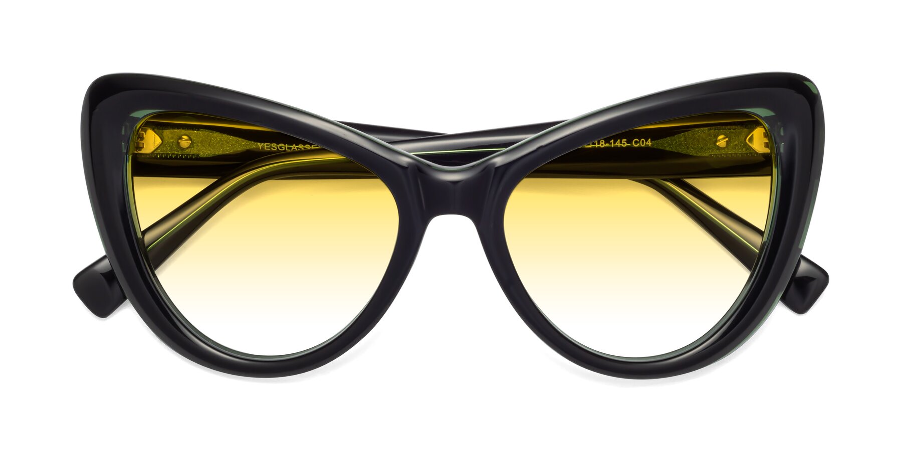 Folded Front of 1574 in Black-Green with Yellow Gradient Lenses