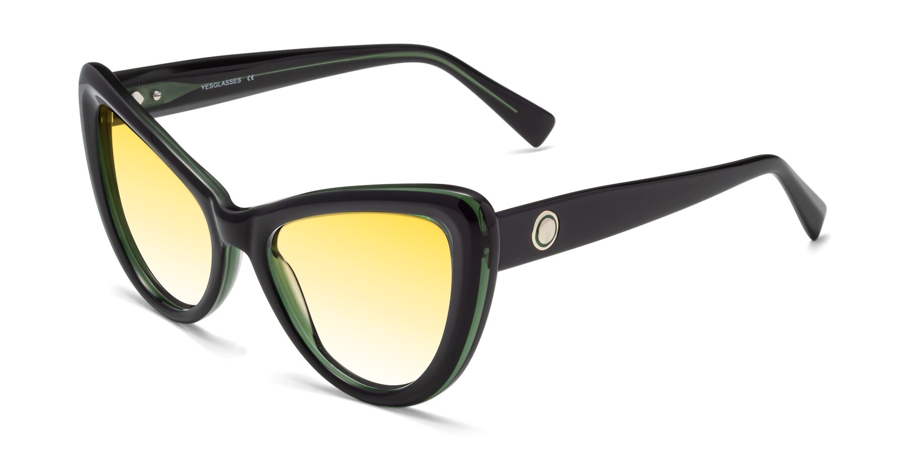 Angle of 1574 in Black-Green with Yellow Gradient Lenses