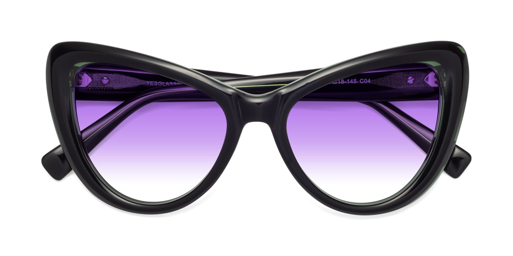 Folded Front of 1574 in Black-Green with Purple Gradient Lenses
