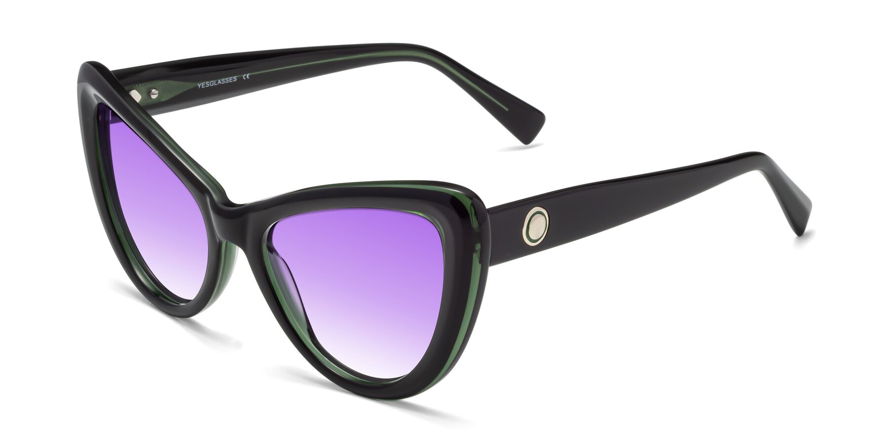 Angle of 1574 in Black-Green with Purple Gradient Lenses