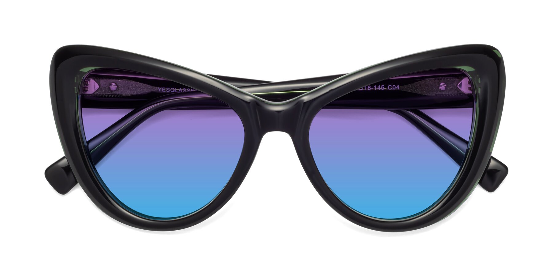Folded Front of 1574 in Black-Green with Purple / Blue Gradient Lenses