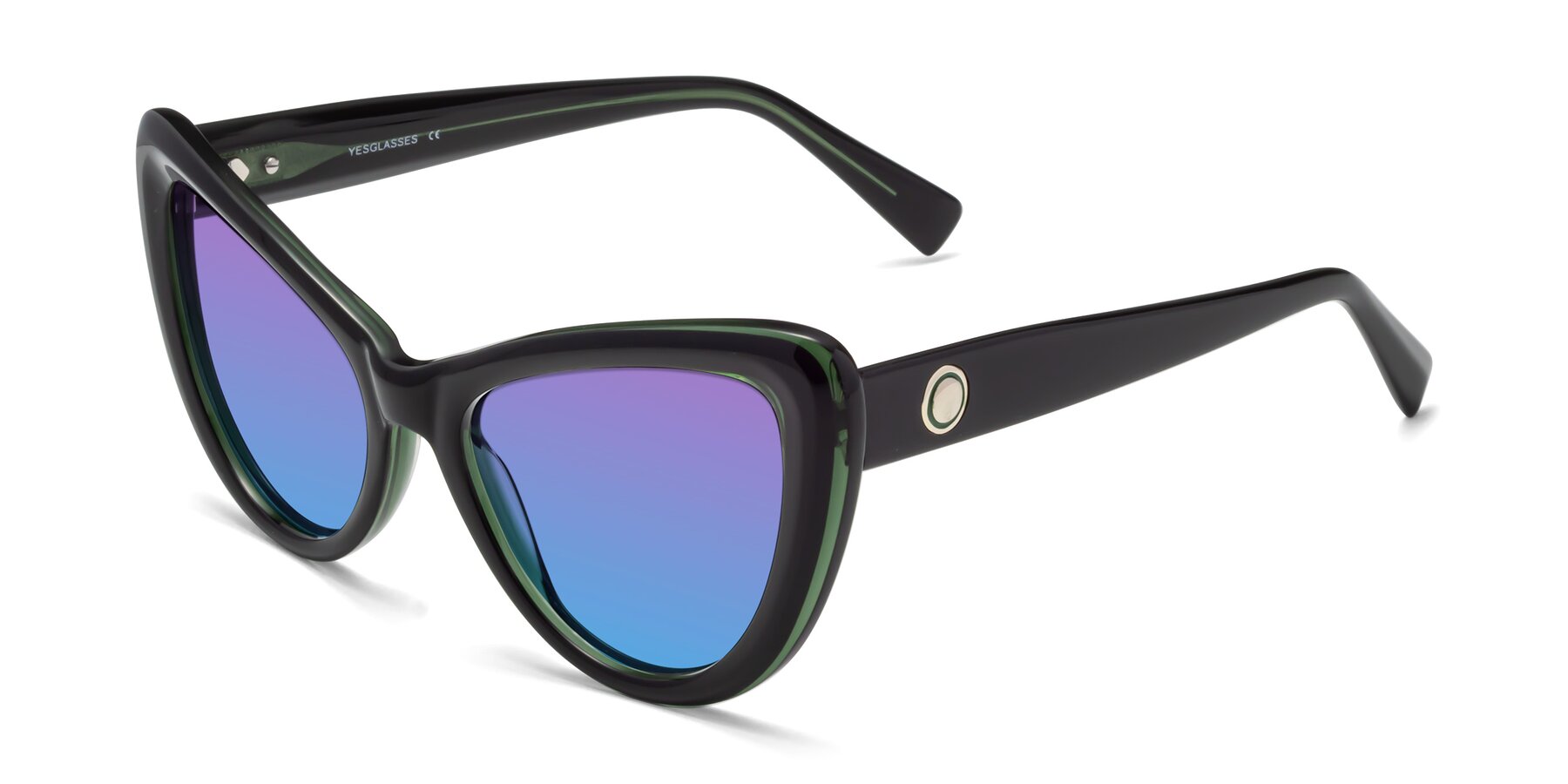 Angle of 1574 in Black-Green with Purple / Blue Gradient Lenses
