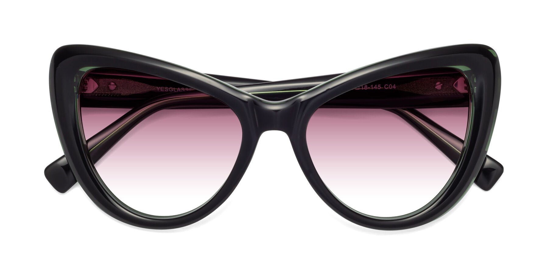 Folded Front of 1574 in Black-Green with Wine Gradient Lenses