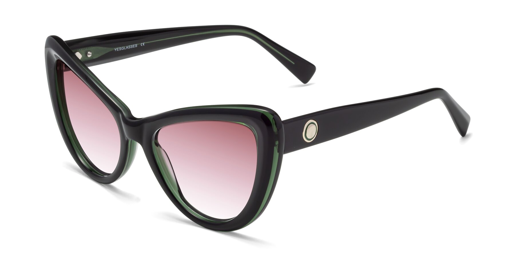 Angle of 1574 in Black-Green with Garnet Gradient Lenses