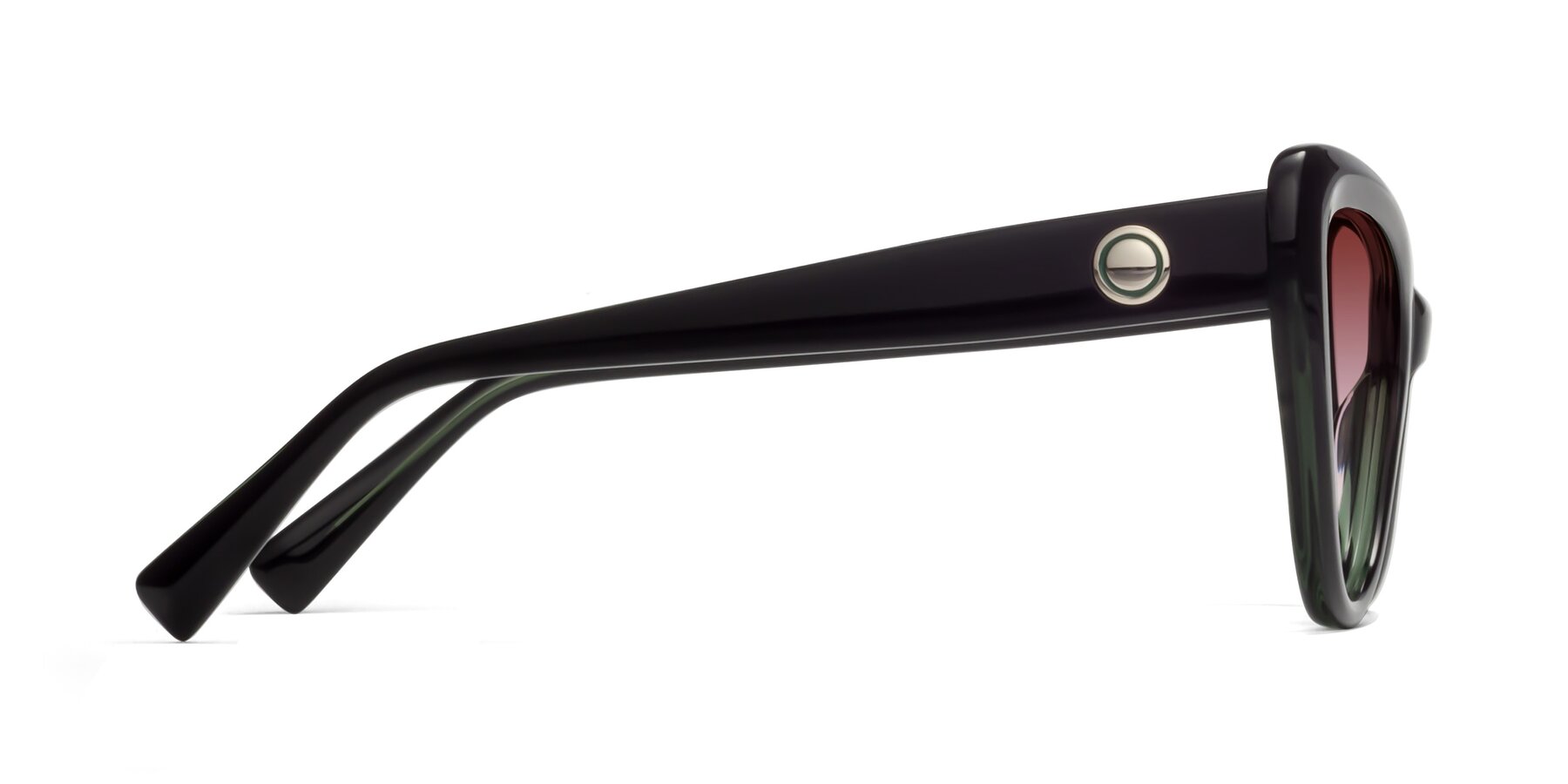 Side of 1574 in Black-Green with Garnet Gradient Lenses