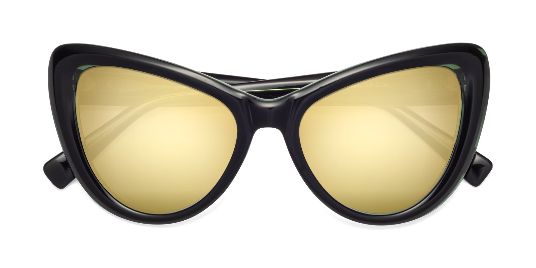 Folded Front of 1574 in Black-Green with Gold Mirrored Lenses