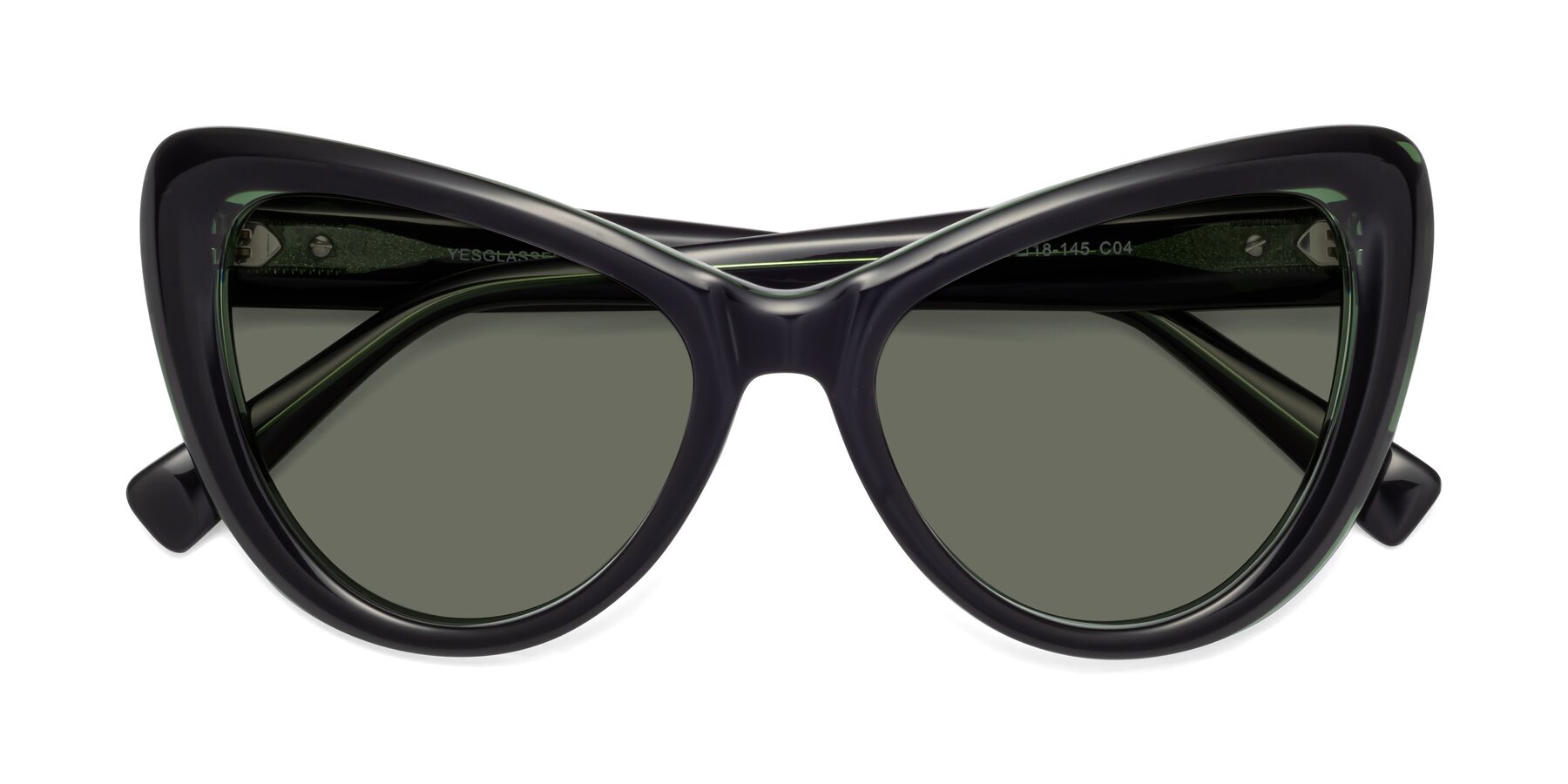 Folded Front of 1574 in Black-Green with Gray Polarized Lenses