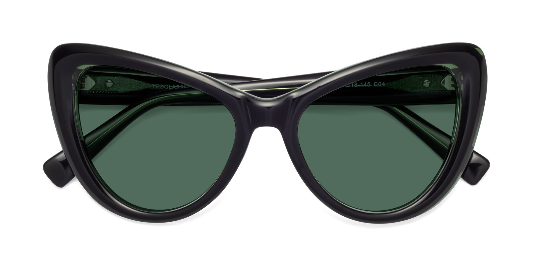 Folded Front of 1574 in Black-Green with Green Polarized Lenses