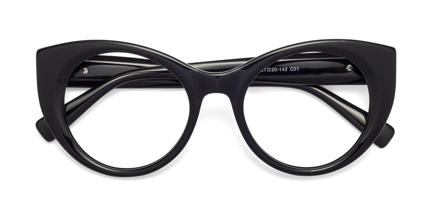 Folded Front of 1575 in Black with Clear Eyeglass Lenses
