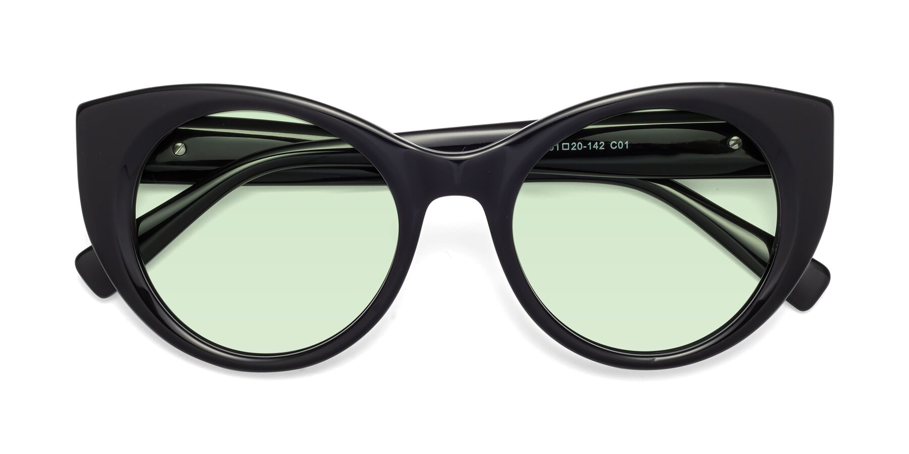 Folded Front of 1575 in Black with Light Green Tinted Lenses