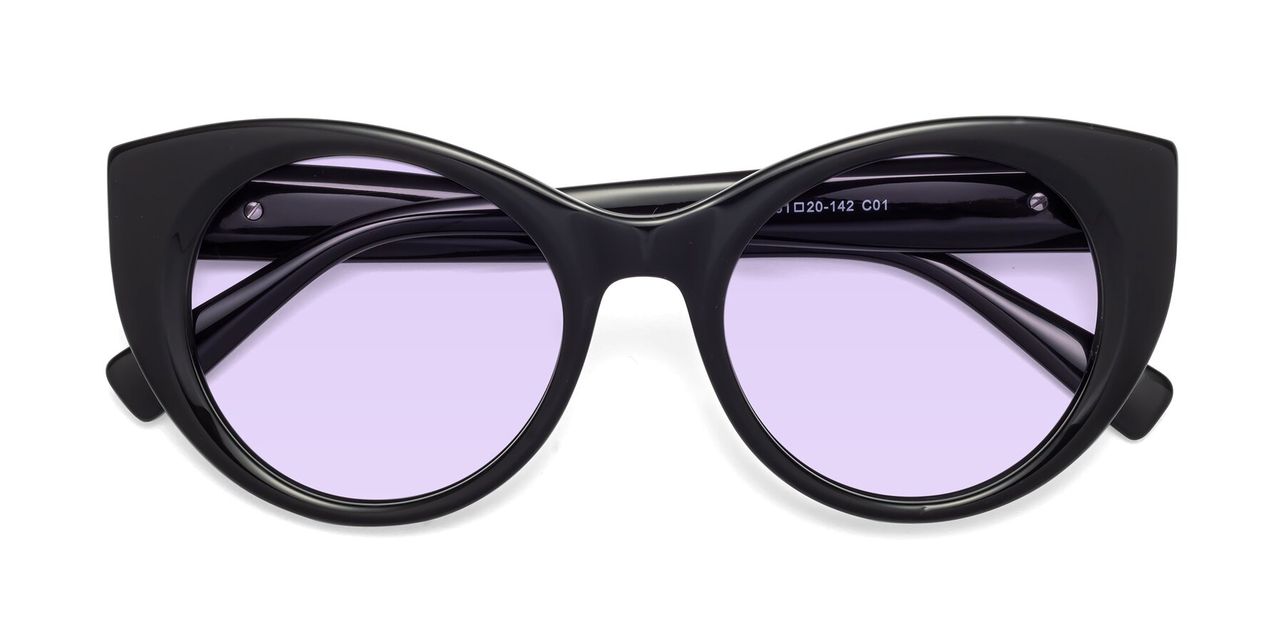 Folded Front of 1575 in Black with Light Purple Tinted Lenses
