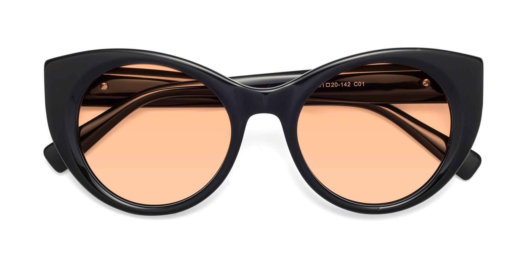 Folded Front of 1575 in Black with Light Orange Tinted Lenses