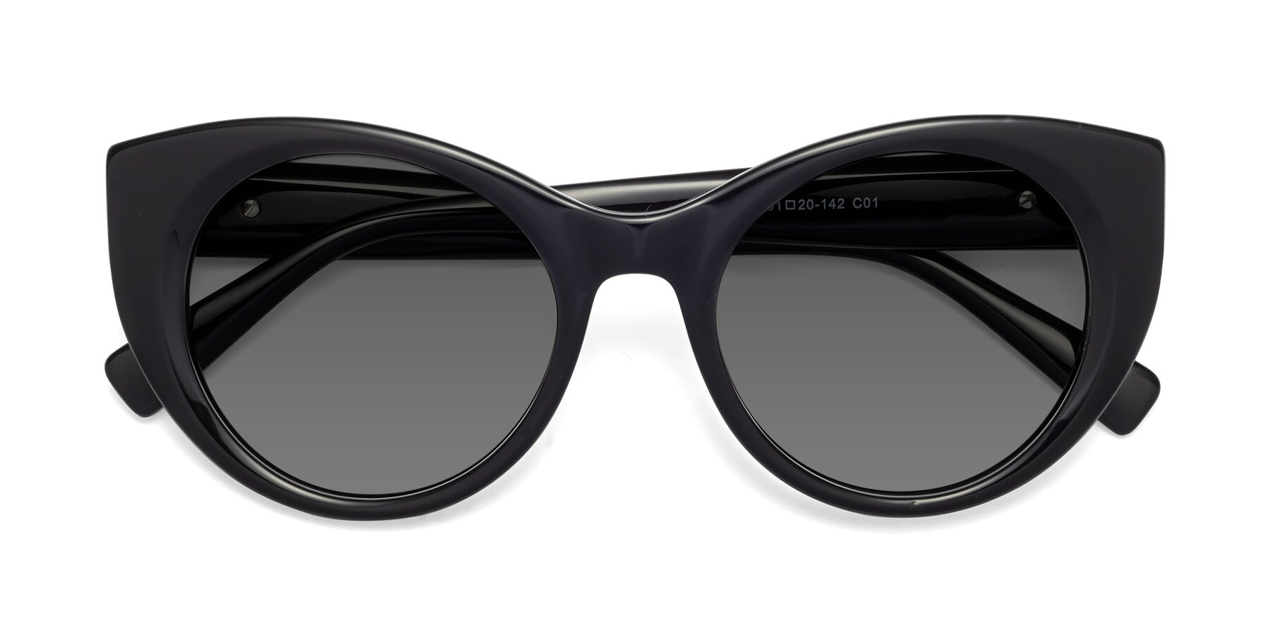 Folded Front of 1575 in Black with Medium Gray Tinted Lenses