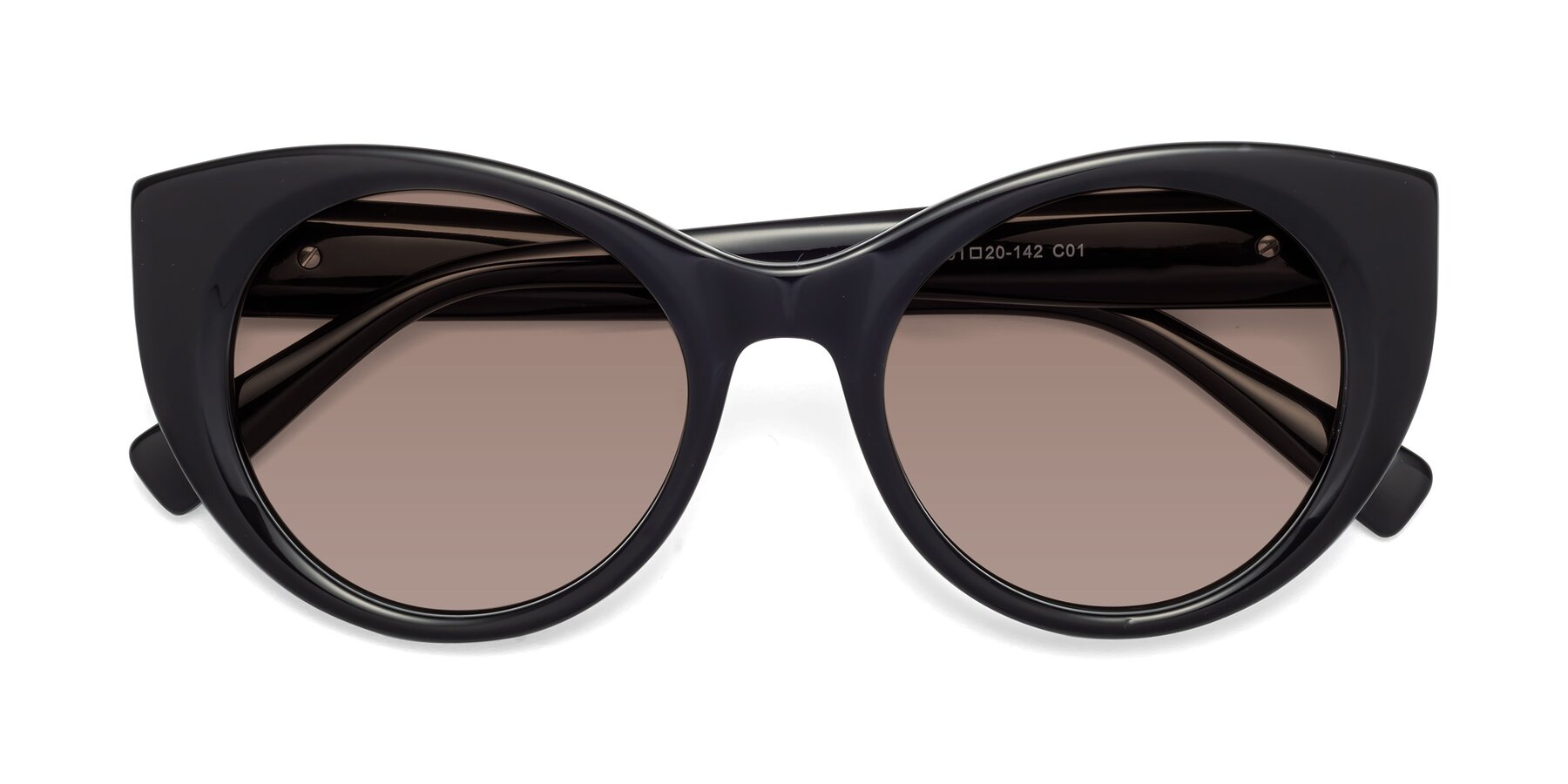 Folded Front of 1575 in Black with Medium Brown Tinted Lenses
