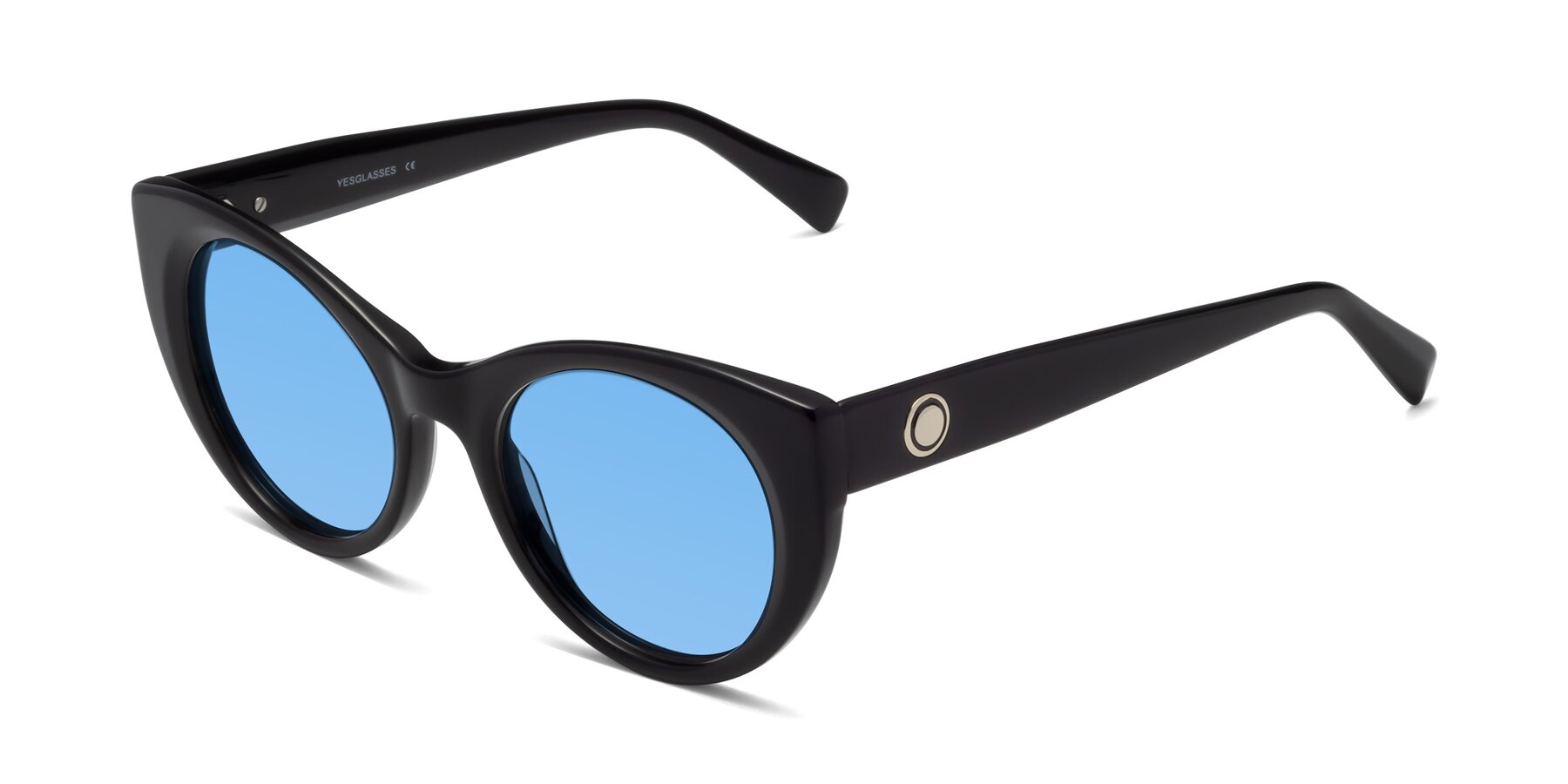 Angle of 1575 in Black with Medium Blue Tinted Lenses