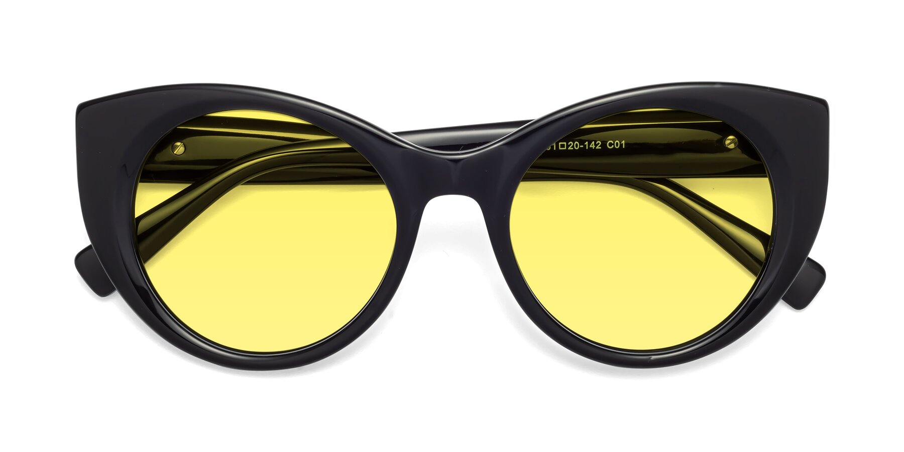 Folded Front of 1575 in Black with Medium Yellow Tinted Lenses