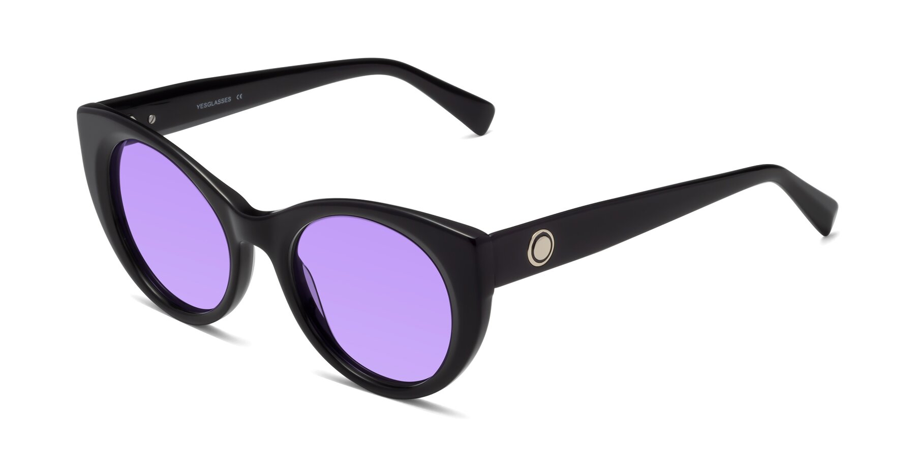 Angle of 1575 in Black with Medium Purple Tinted Lenses