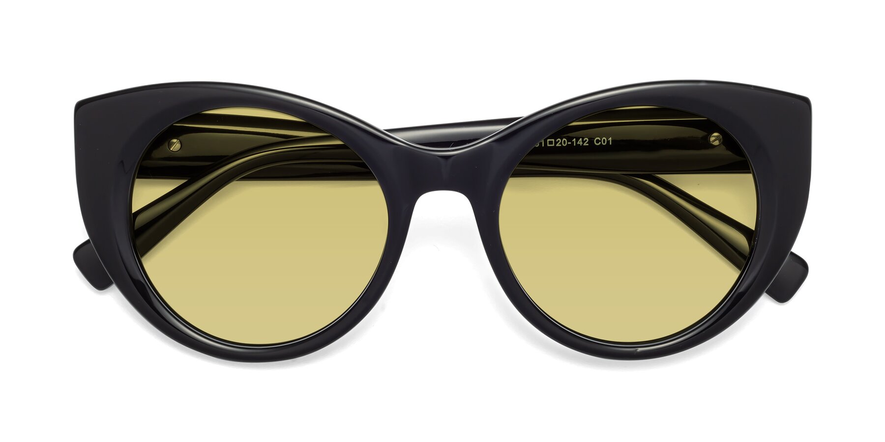 Folded Front of 1575 in Black with Medium Champagne Tinted Lenses