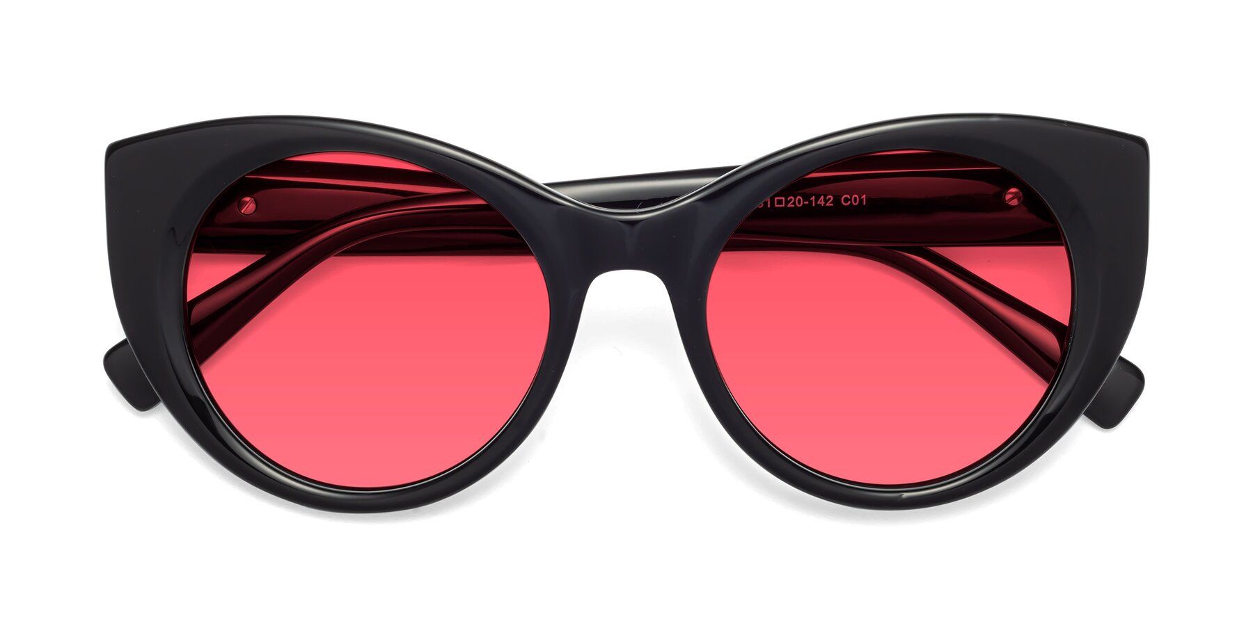 Folded Front of 1575 in Black with Red Tinted Lenses