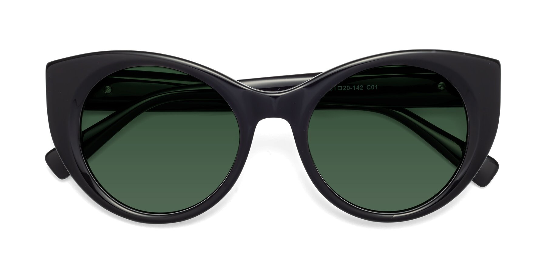 Folded Front of 1575 in Black with Green Tinted Lenses