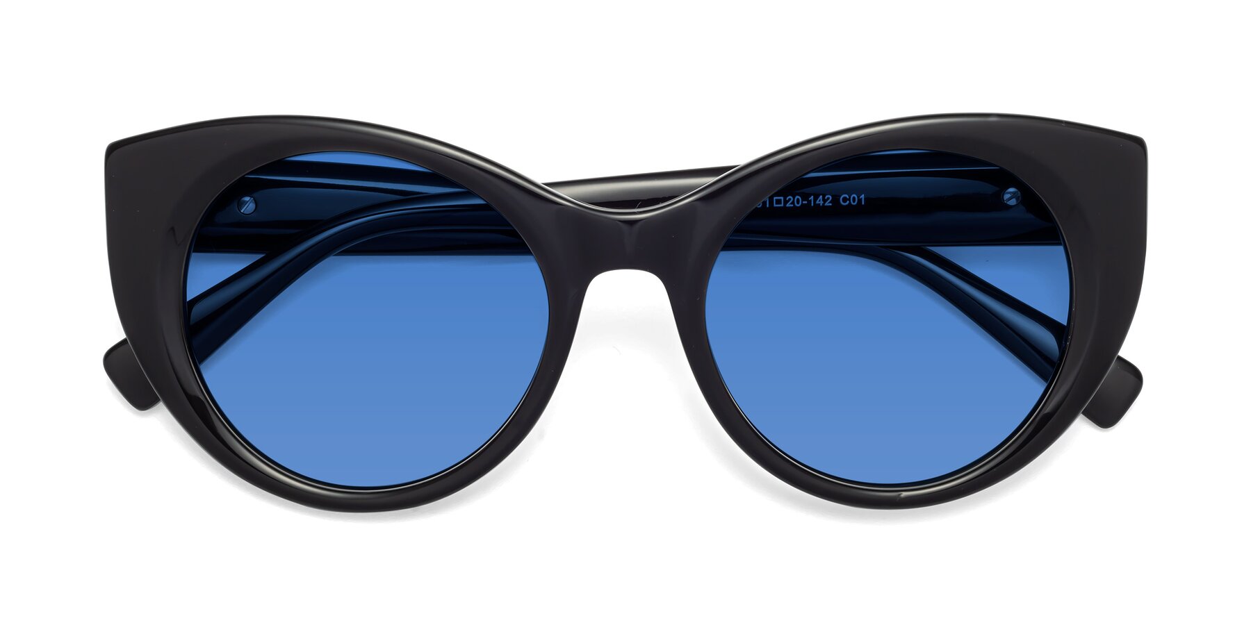 Folded Front of 1575 in Black with Blue Tinted Lenses