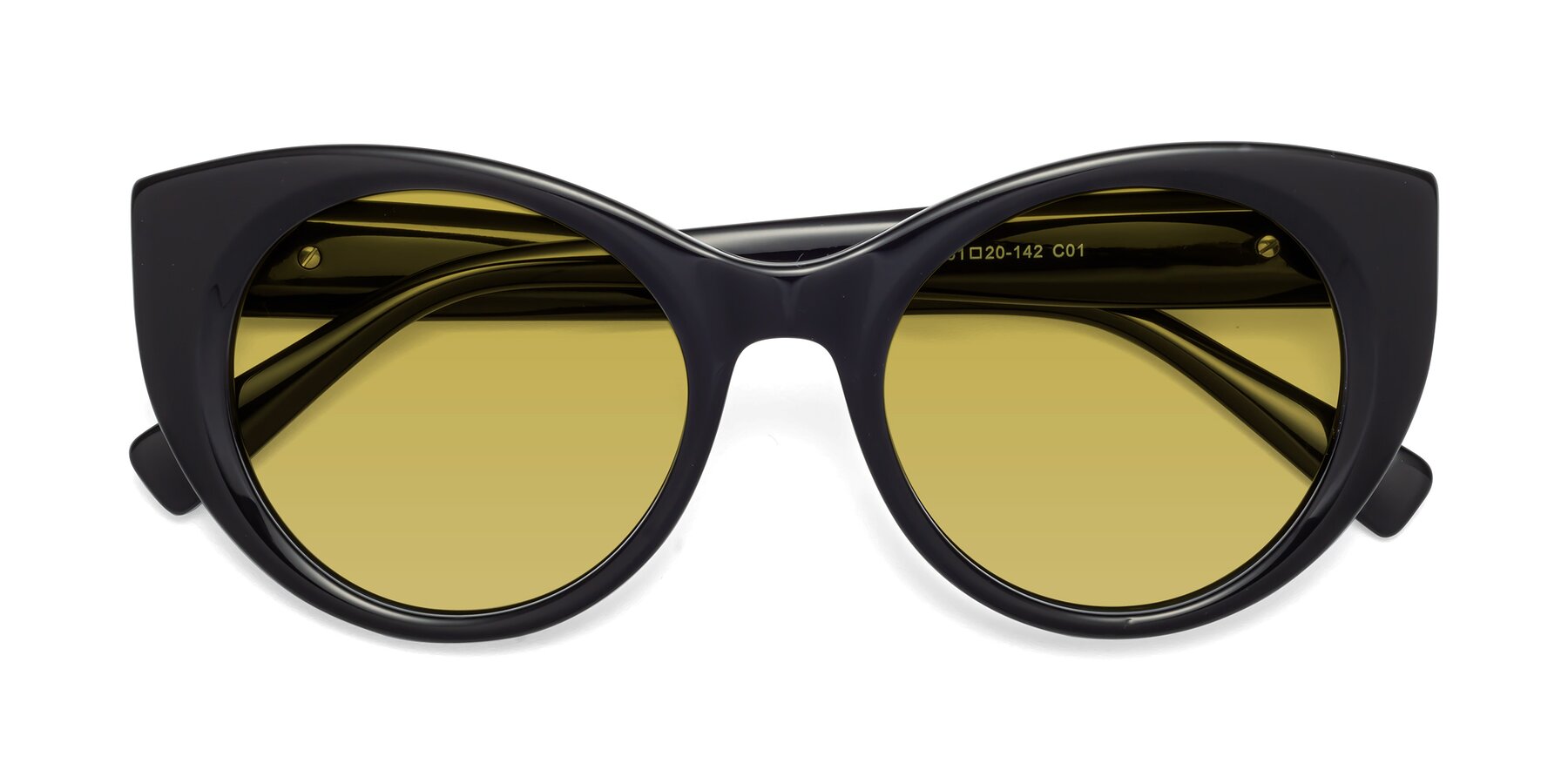 Folded Front of 1575 in Black with Champagne Tinted Lenses