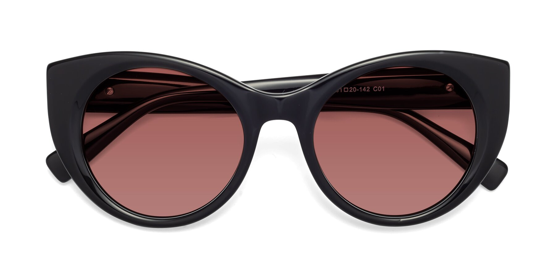 Folded Front of 1575 in Black with Garnet Tinted Lenses