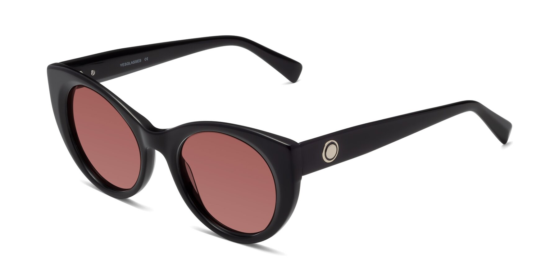 Angle of 1575 in Black with Garnet Tinted Lenses