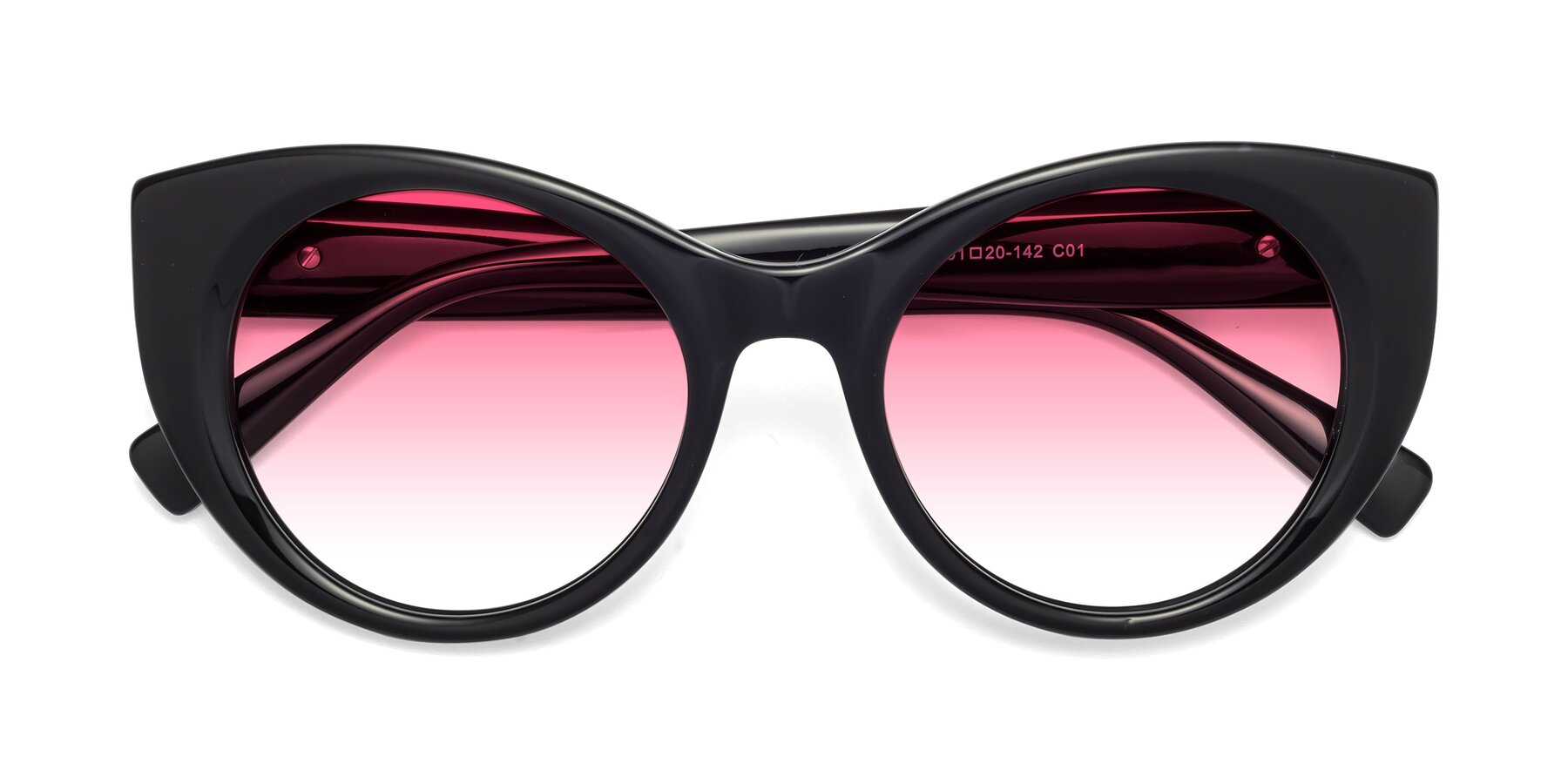 Folded Front of 1575 in Black with Pink Gradient Lenses