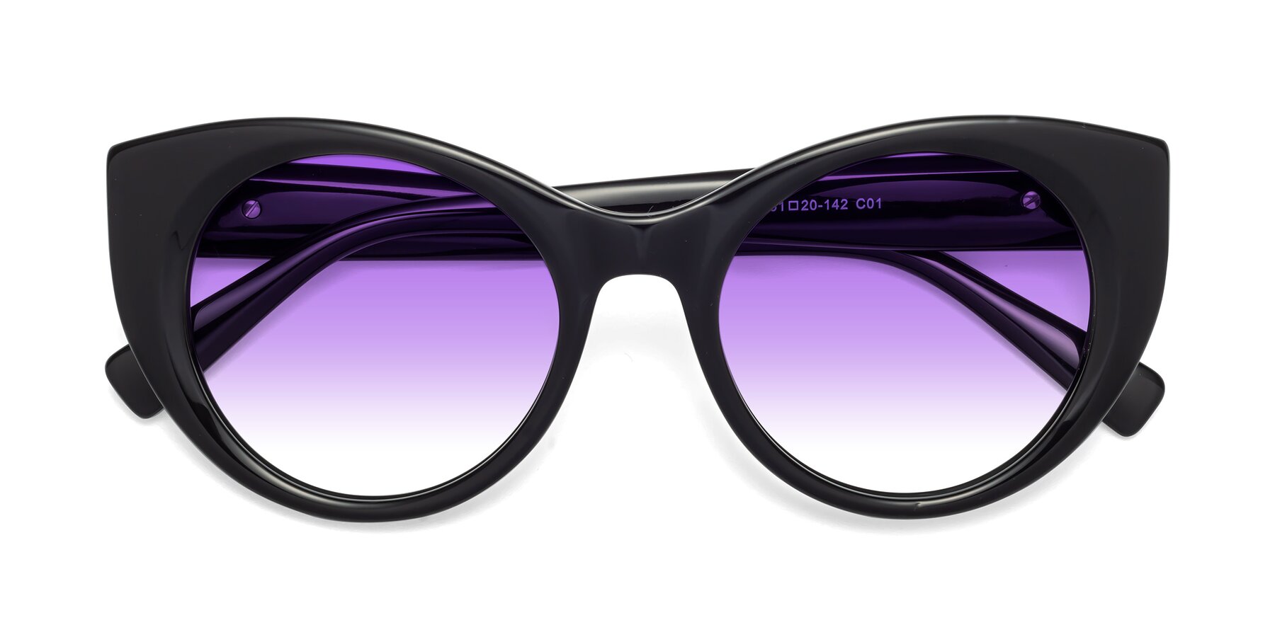 Folded Front of 1575 in Black with Purple Gradient Lenses