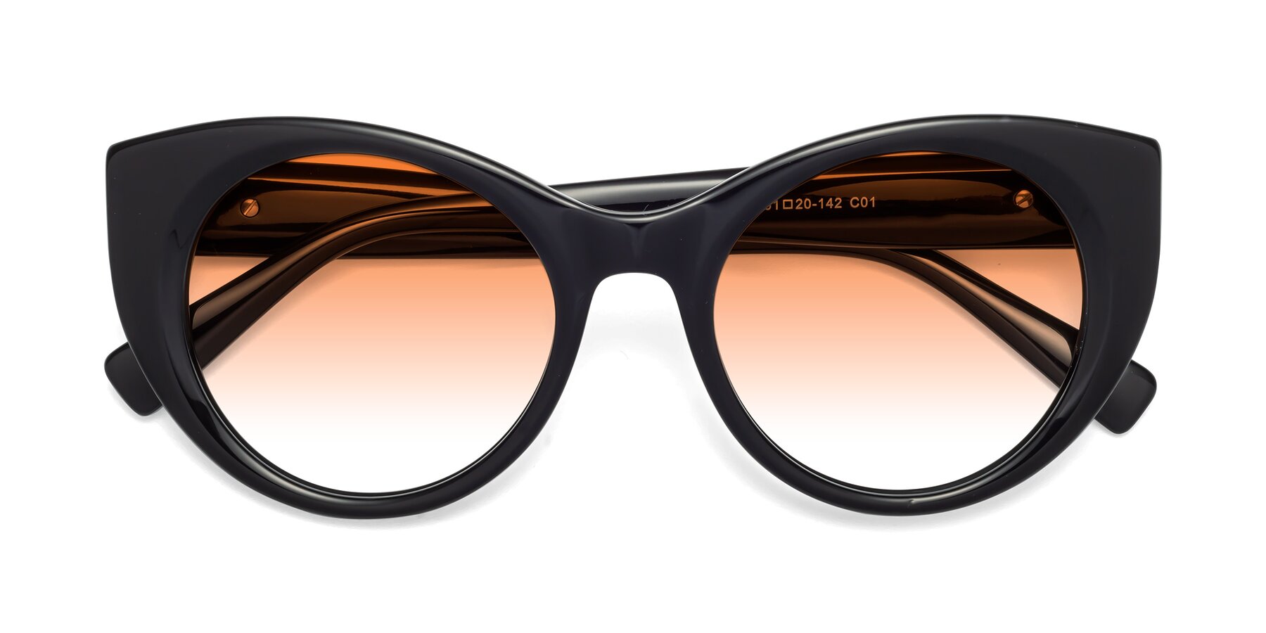 Folded Front of 1575 in Black with Orange Gradient Lenses
